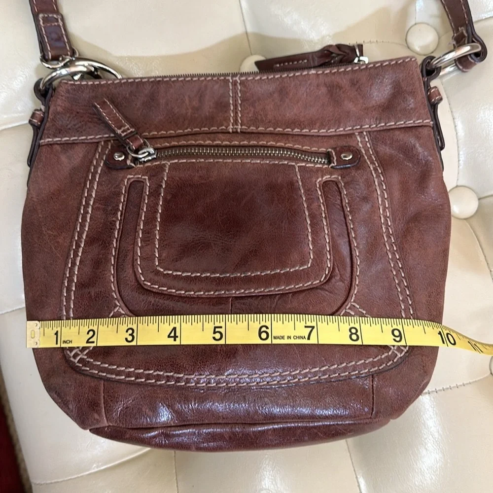 Genuine leather boho shoulder bag, adjustable strap